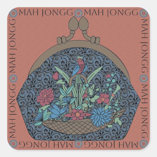 Mah Jongg Pegatinas de la bolsa de flores (Anverso)