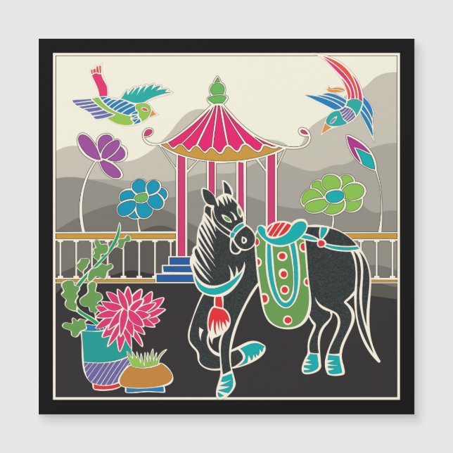 Mah Jongg Tiles Horse Magnet Flat (Anverso)
