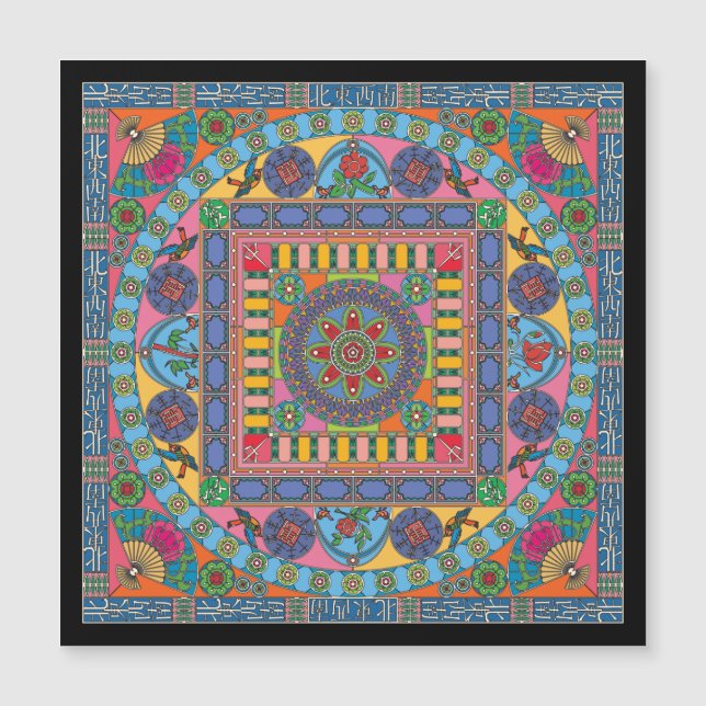 Mah Jongg Tiles Mandala Magnet Flat (Anverso)