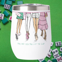 Mahj y cócteles en el club vaso de vino personaliz