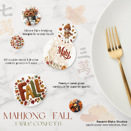 Mahjong + Confeti para Mesa con Diseño de Otoño