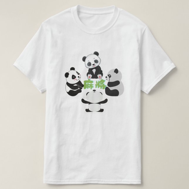 Mahjong Panda Cute Graciosa Camiseta (Diseño del anverso)