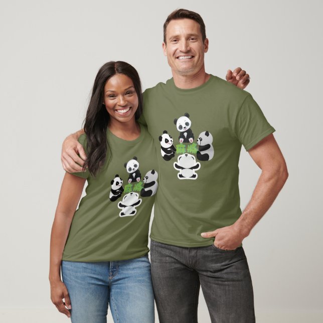 Mahjong Panda Cute Graciosa Camiseta (Unisexo)