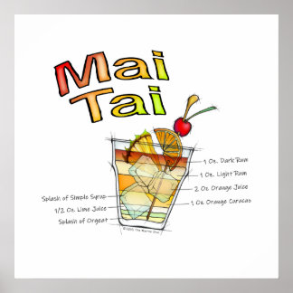 MAI TAI COCKTAIL RECETA POSTERS Y IMPRESIONES DE A