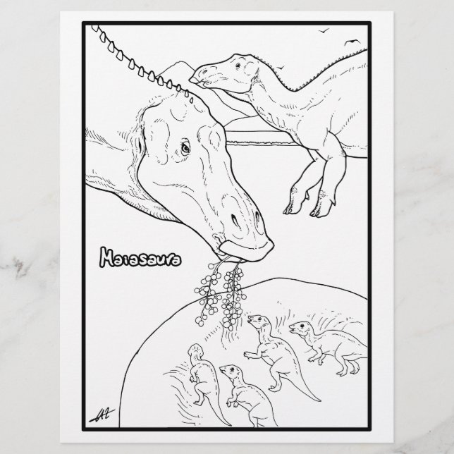Maiasaura - Página de Coloración. (Anverso)
