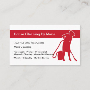 Maid Housekeeper Tarjetas de negocios modernas