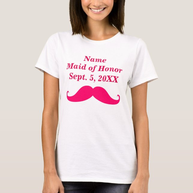 Maid of Honor Pink Mustache mujeres camiseta básic (Anverso)