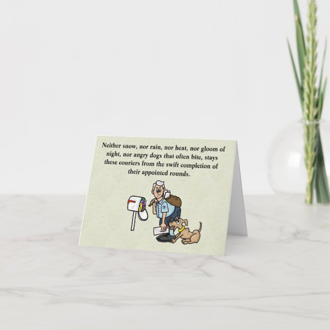 Mailman bit By Dog Postal Workers Day Card (Anverso)