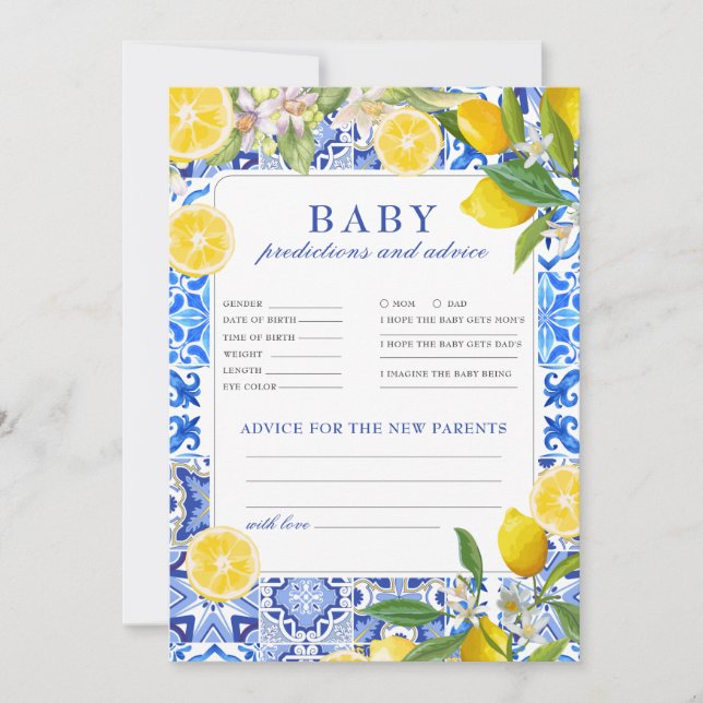 Main squeeze Baby Shower Predictions Advice game (Anverso)