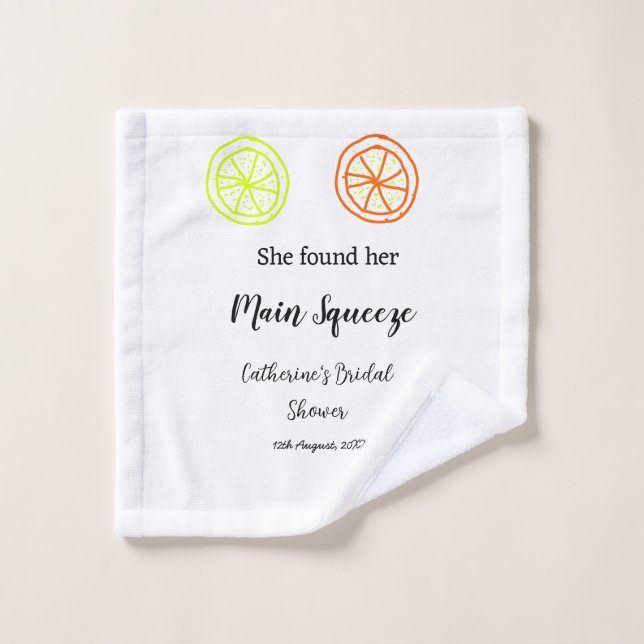 Main Squeeze limón cítrico ducha de novia agregar  (Toallita)