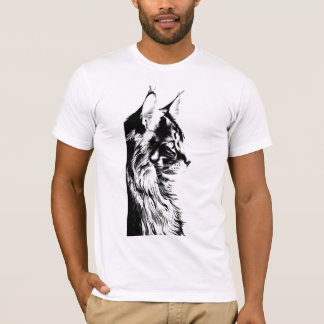 Maine Coon B+C White T-Shirt: Jersey Cat Print