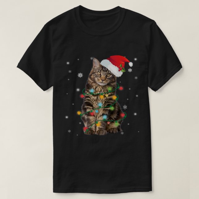 Maine Coon Cat Navidades camisetas ligeras Gracios (Diseño del anverso)