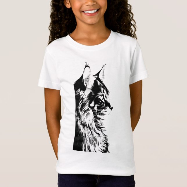 Maine Coon Girl's White Jersey T-Shirt Kids (Anverso)