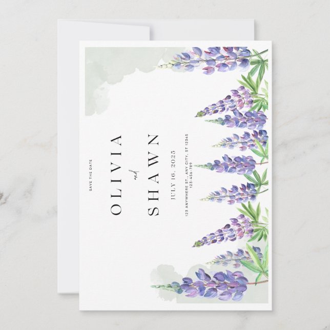 Maine lupin Wedding Guardar la invitación de fecha (Anverso)