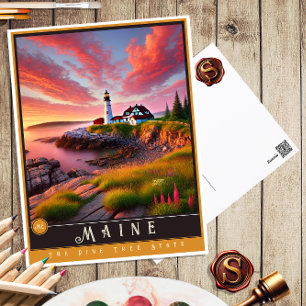 Maine   Tarjeta Postal del Estado Hiperrealista
