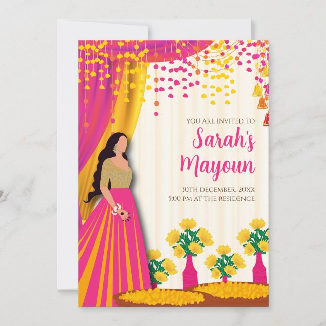 Maiyan invita & Haldi invita Invitación de Haldi (Anverso)