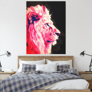 Majestad de León Rosa sobre Lienzo Negro
