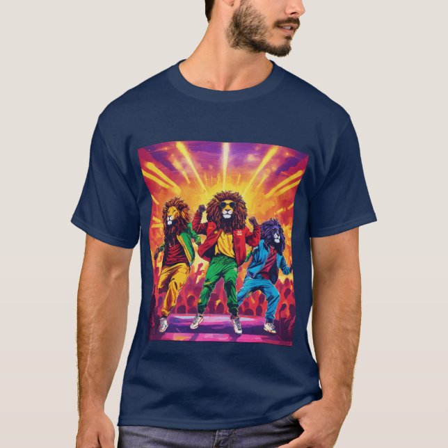Majestad mística: Camiseta de Energía de León Azul (Anverso)