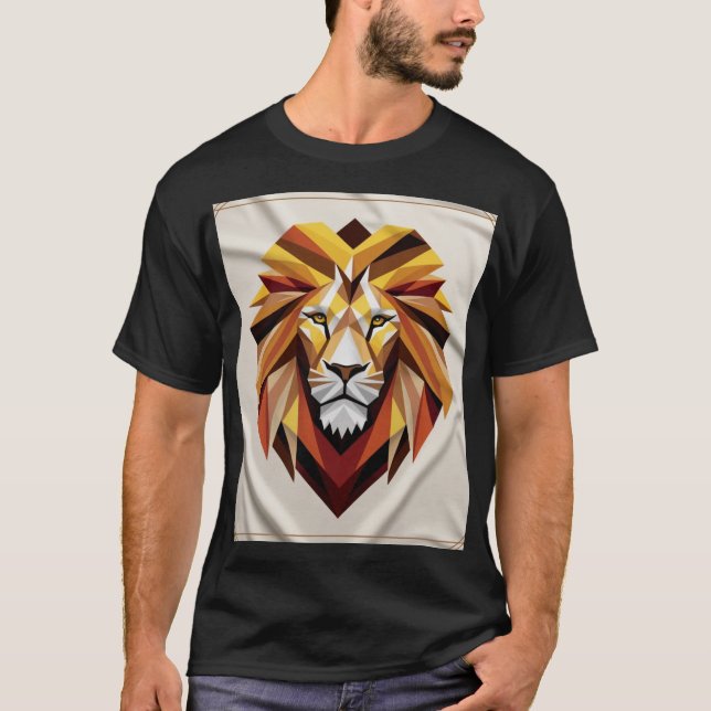 Majestad Polígono: camiseta de león geométrica (Anverso)
