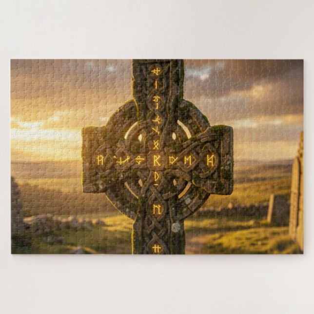Majestic Celtic Stone Cross Jigsaw Puzzle (Horizontal)