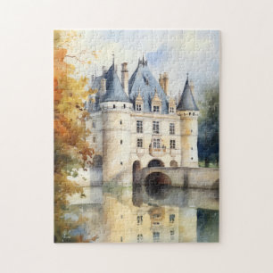 Majestic French Castle Watercolor Puzzle