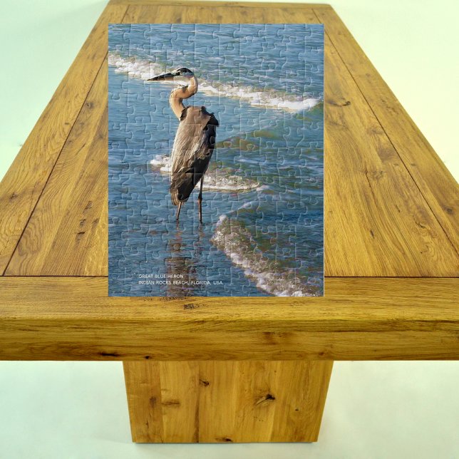 Majestic Heron Bird Beach Blue Waves Photo Puzzle (Subido por el creador)