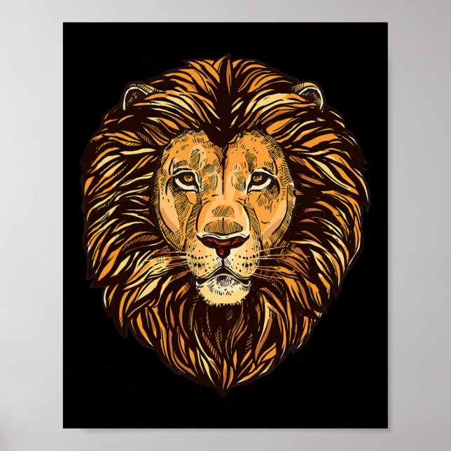 Majestic Lion Mane Arte Detallado - Animales Cuida (Frente)