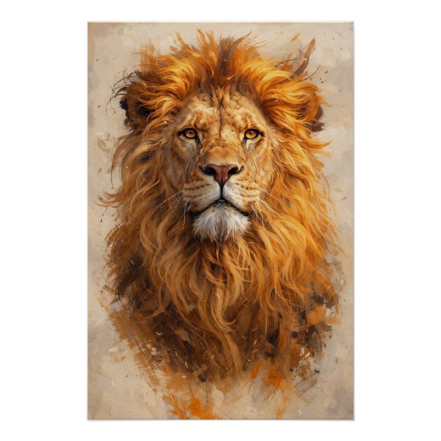 Majestic Lion Portrait – Golden Power Poster (Anverso)