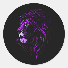 Majestic Lion's Face Classic Round Pegatina