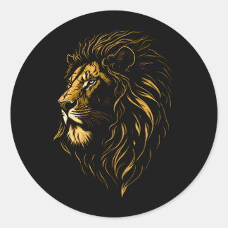 Majestic Lion's Face Classic Round Pegatina