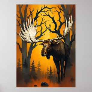 Majestic Moose en el bosque otoñal - Arte salvaje