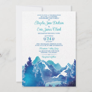 Majestic Mountain Watercolor Wedding Invitación a 
