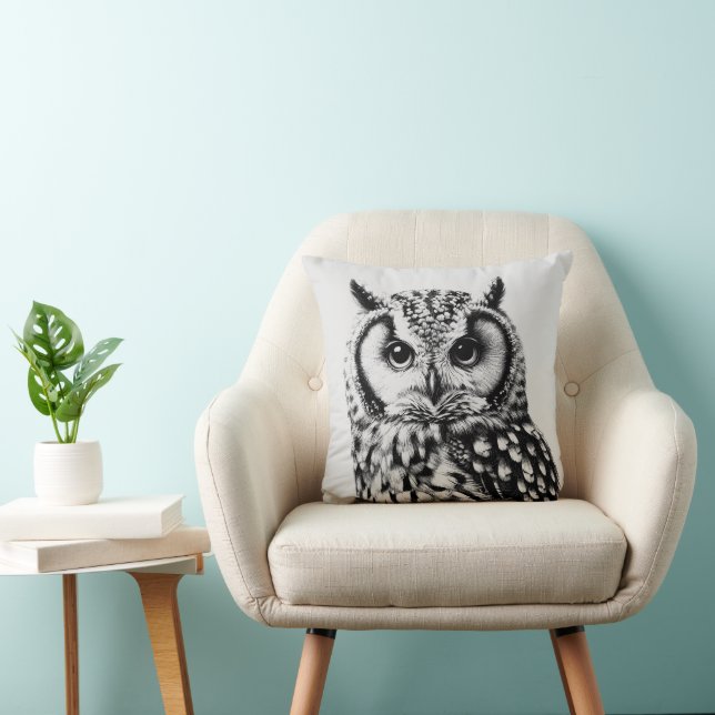 Majestic Owl Cojín decorativo Decoración de 16x16" (Silla)