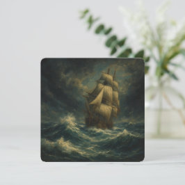 Majestic Ship at Sea Oil Art Tarjeta de saludo