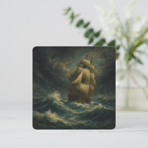 Majestic Ship at Sea Oil Art Tarjeta de saludo