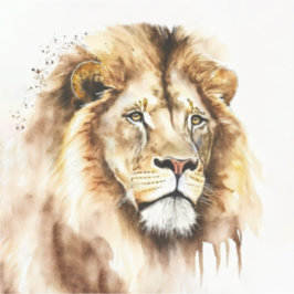 Majestic Watercolor Lion Square Pegatina