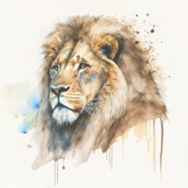 Majestic Watercolor Lion Square Pegatina
