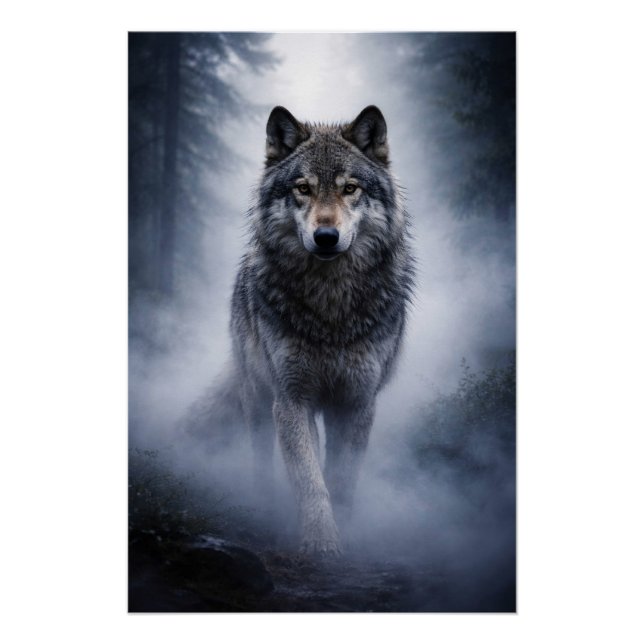 Majestic Wolf – Silent Presence in the Fog Poster (Anverso)