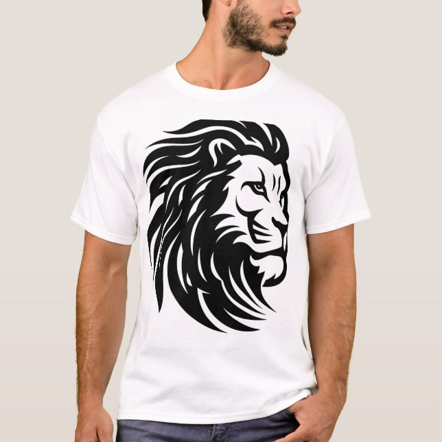 "Majestuosa camiseta gráfica de león - audaz y ele (Anverso)