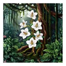 Majestuosa Lirios Blancos en Arte de Jungla Encant