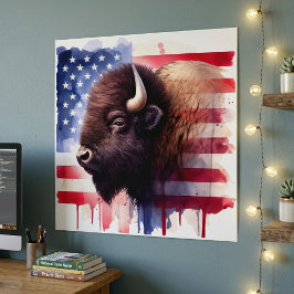 Majestuosa obra de arte del bisonte americano y la