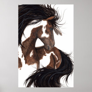 Majestuosa pintura a Poster de arte Pinto caballo 