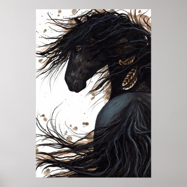 Majestuoso arte Poster friesiano de caballos de Bi (Frente)