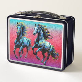 Majestuoso caballo azul galopando en la niebla