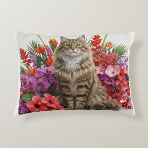 Majestuoso Diseño de almohada de acento gato tropi