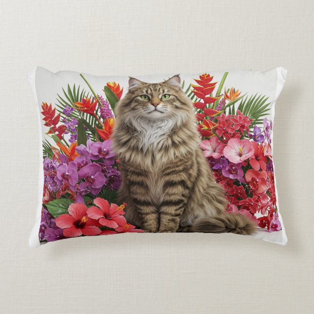 Majestuoso Diseño de almohada de acento gato tropi (Anverso)