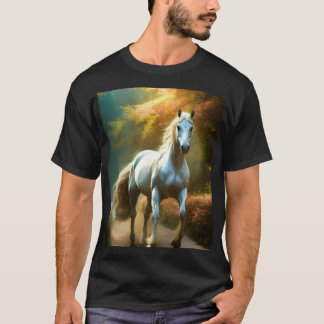 "Majestuoso diseño de camisetas para caballos blan