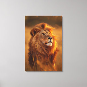 Majestuoso León Dorado al Atardecer – Arte de Pare