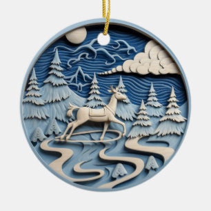 Majestuoso ornamento de reno de invierno