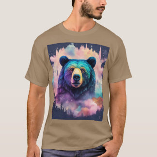 Majestuoso oso oso pardo en la camiseta del bosque